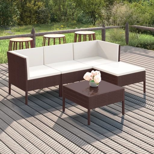 vidaXL 6-tlg. Garten-Lounge-Set mit Auflagen Poly Rattan Braun