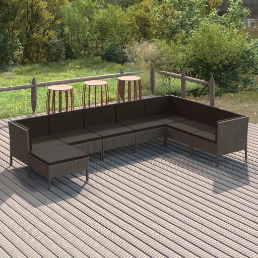 vidaXL 6-tlg. Garten-Lounge-Set mit Auflagen Poly Rattan Grau