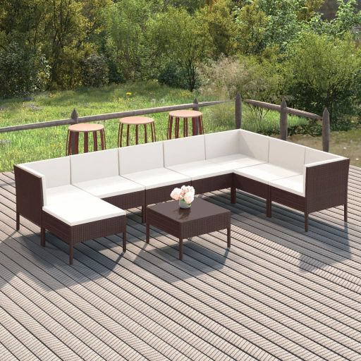 vidaXL 6-tlg. Garten-Lounge-Set mit Auflagen Poly Rattan Braun