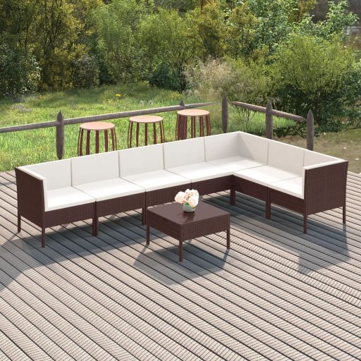 vidaXL 6-tlg. Garten-Lounge-Set mit Auflagen Poly Rattan Braun