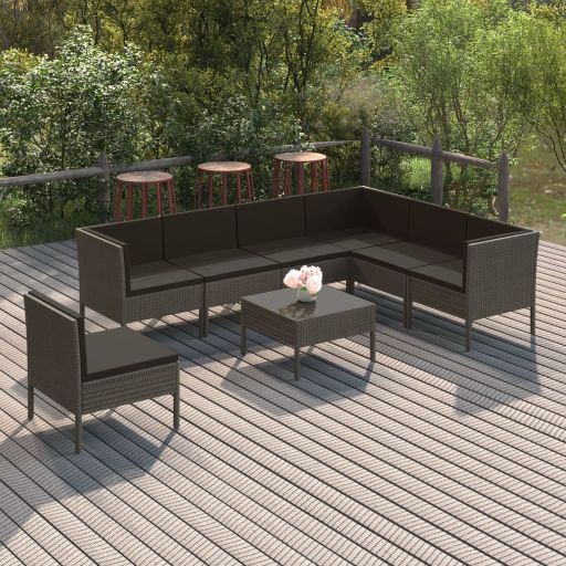 vidaXL 6-tlg. Garten-Lounge-Set mit Auflagen Poly Rattan Grau