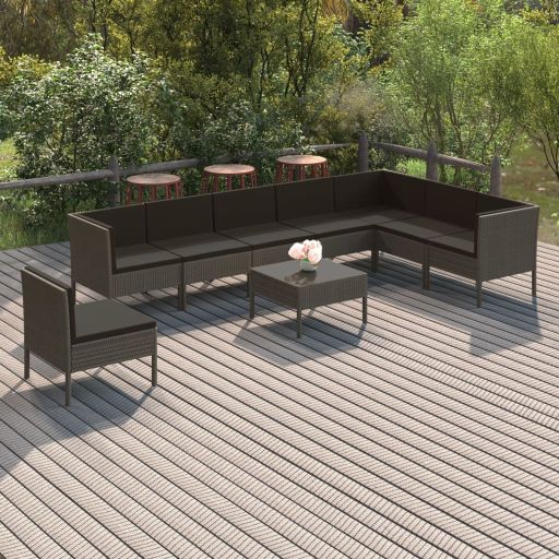 vidaXL 6-tlg. Garten-Lounge-Set mit Auflagen Poly Rattan Grau