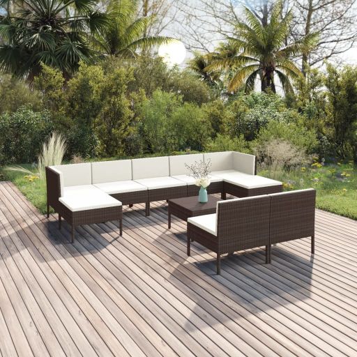 vidaXL 6-tlg. Garten-Lounge-Set mit Auflagen Poly Rattan Braun