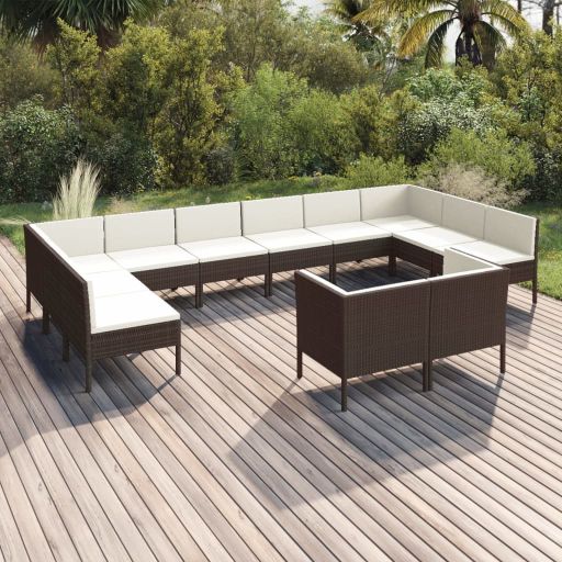 vidaXL 6-tlg. Garten-Lounge-Set mit Auflagen Poly Rattan Braun