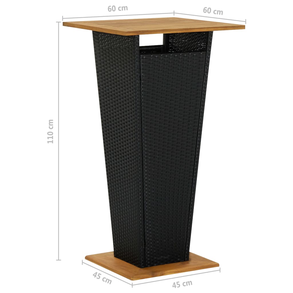 vidaXL 3-tlg. Gartenbar-Set mit Kissen Poly Rattan Schwarz