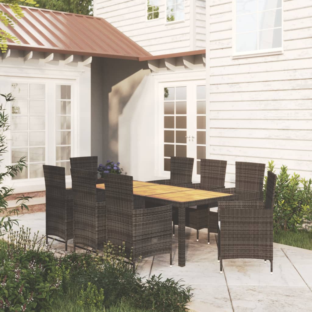 vidaXL 3-tlg. Garten-Essgruppe Poly Rattan Braun