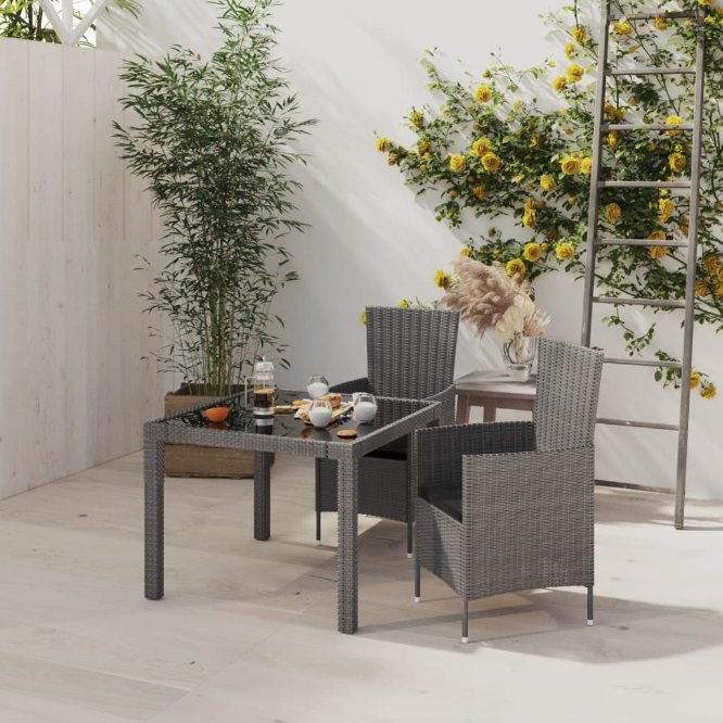 vidaXL 3-tlg. Garten-Essgruppe Poly Rattan Braun