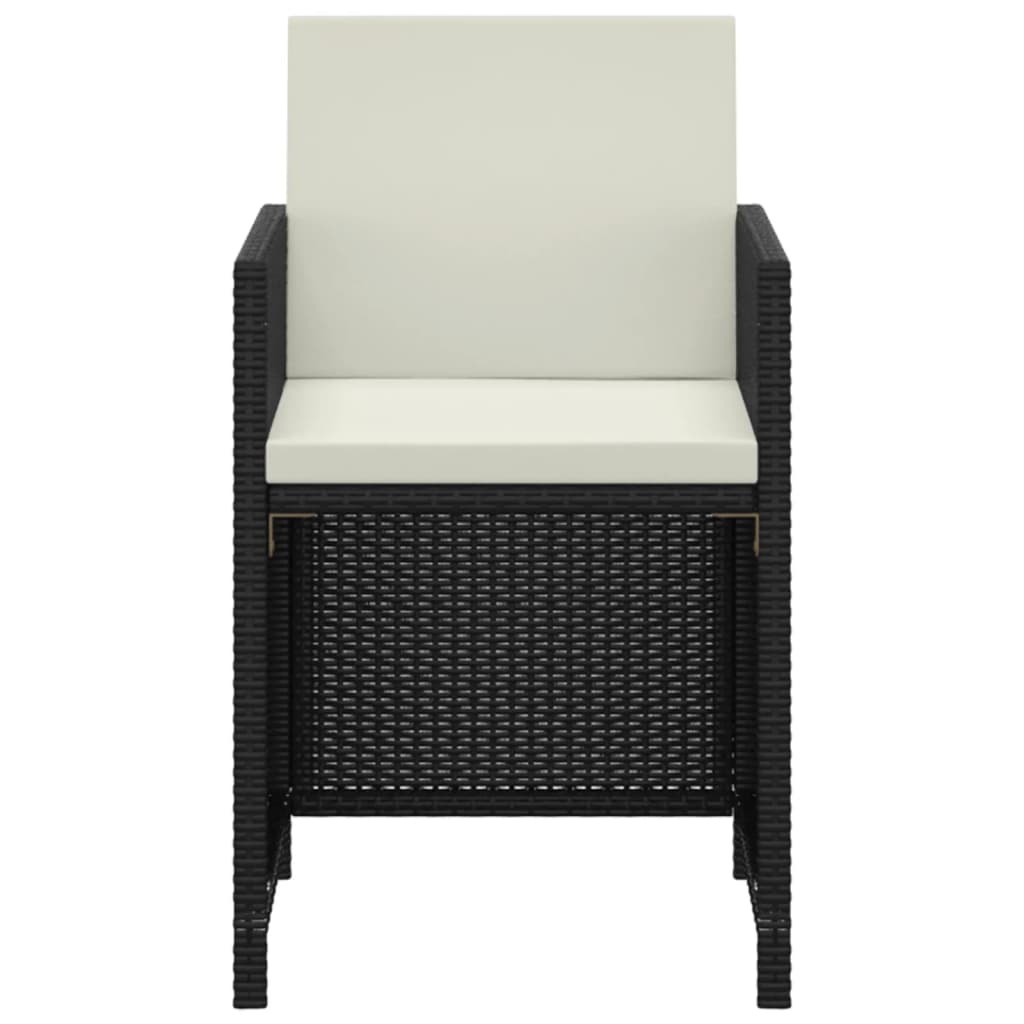 vidaXL 3-tlg. Garten-Essgruppe mit Kissen Poly Rattan Schwarz