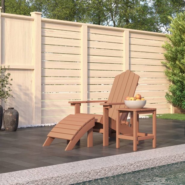 vidaXL Adirondack-Gartenstühle 2 Stk. mit Hockern HDPE Weiß