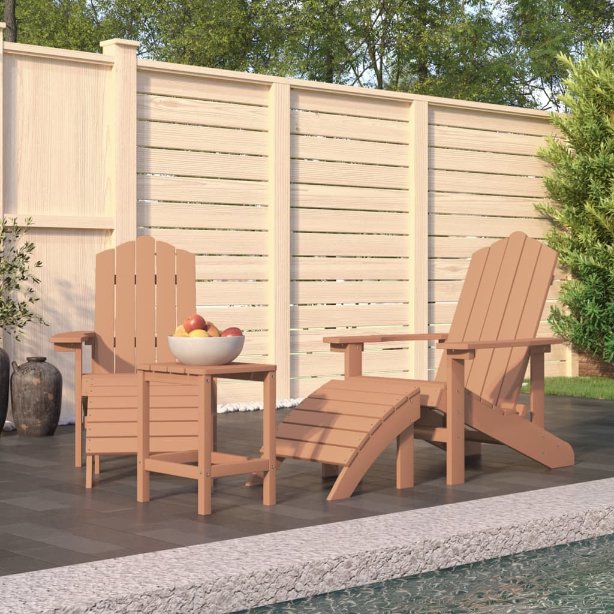 vidaXL Adirondack-Gartenstühle 2 Stk. mit Hockern HDPE Weiß