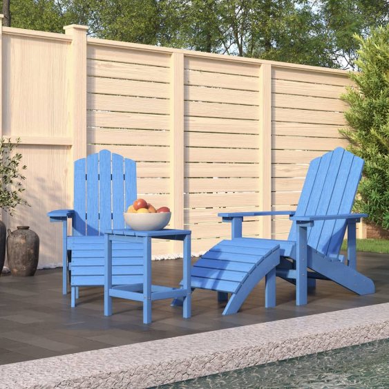 vidaXL Adirondack-Gartenstühle 2 Stk. mit Hockern HDPE Weiß