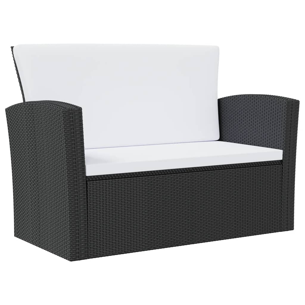 vidaXL 8-tlg. Garten-Lounge-Set mit Kissen Poly Rattan Schwarz