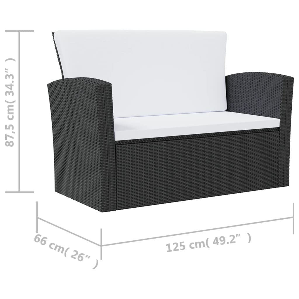 vidaXL 8-tlg. Garten-Lounge-Set mit Kissen Poly Rattan Schwarz