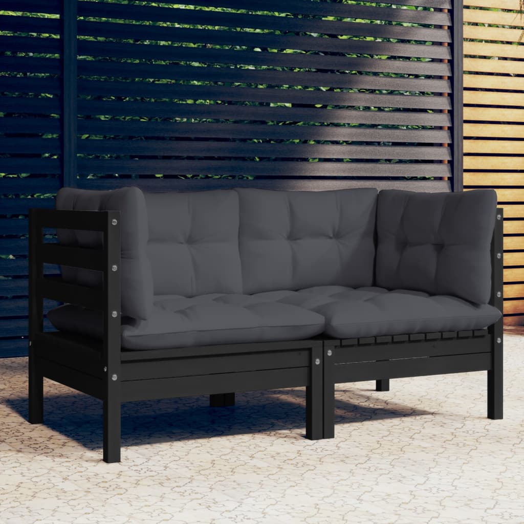 vidaXL 2-Sitzer-Gartensofa mit Grauen Kissen Massivholz Kiefer