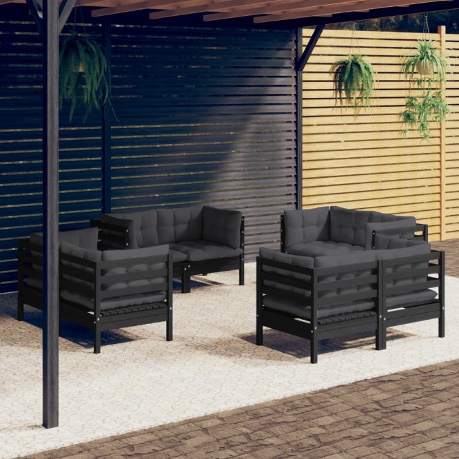vidaXL 8-tlg. Garten-Lounge-Set mit Grauen Kissen Kiefernholz