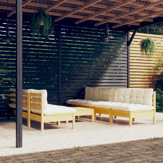 vidaXL 8-tlg. Garten-Lounge-Set mit Grauen Kissen Kiefernholz