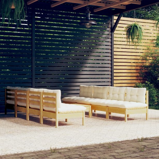 vidaXL 9-tlg. Garten-Lounge-Set mit Grauen Kissen Kiefer Massivholz