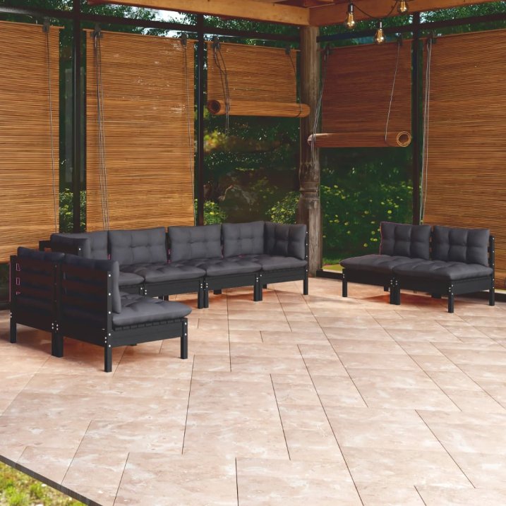 vidaXL 8-tlg. Garten-Lounge-Set mit Grauen Kissen Kiefer Massivholz