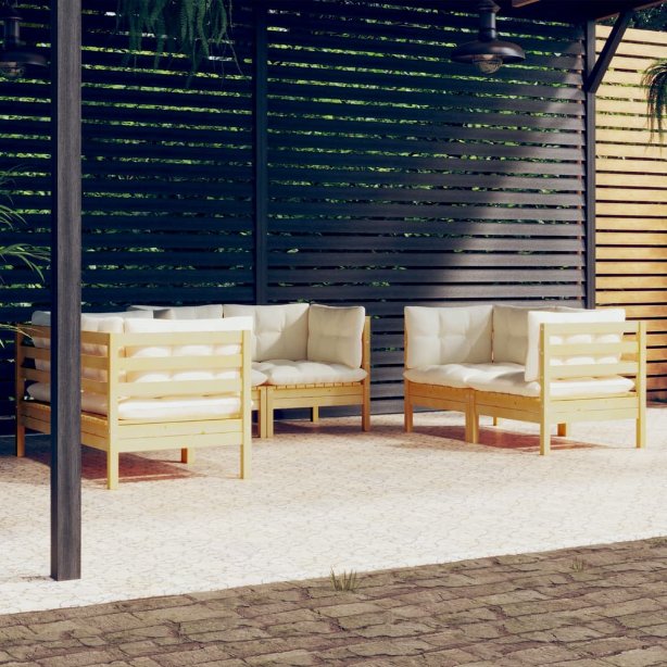 vidaXL 6-tlg. Garten-Lounge-Set mit Grauen Kissen Kiefer Massivholz