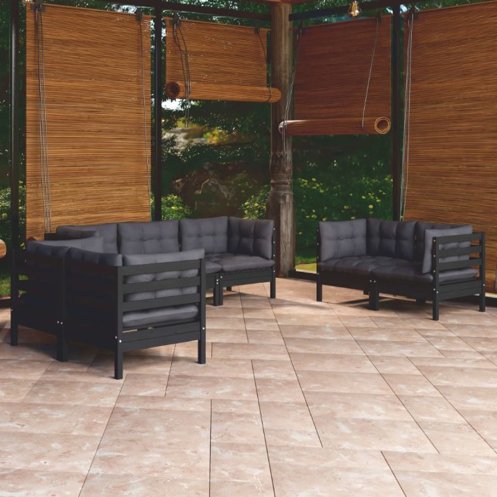 vidaXL 7-tlg. Garten-Lounge-Set mit Grauen Kissen Kiefer Massivholz