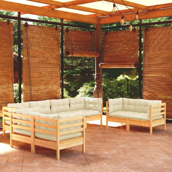 vidaXL 8-tlg. Garten-Lounge-Set mit Grauen Kissen Kiefer Massivholz