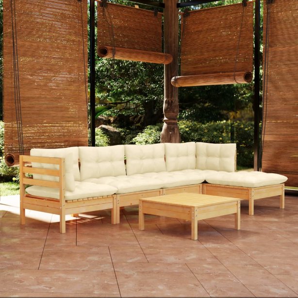 vidaXL 6-tlg. Garten-Lounge-Set mit Grauen Kissen Kiefernholz