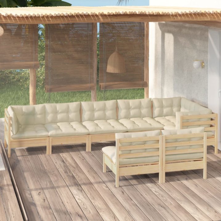 vidaXL 8-tlg. Garten-Lounge-Set mit Grauen Kissen Kiefer Massivholz