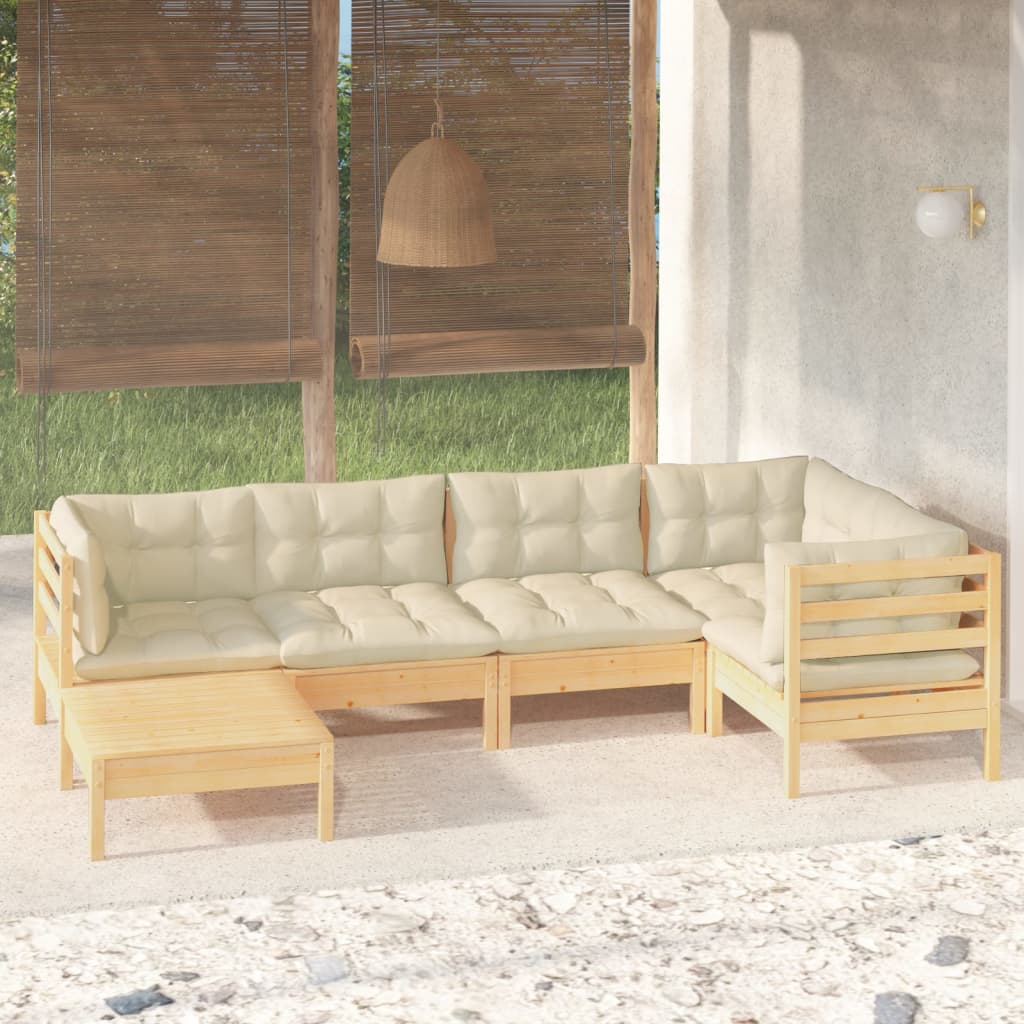 vidaXL 6-tlg. Garten-Lounge-Set mit Grauen Kissen Kiefer Massivholz