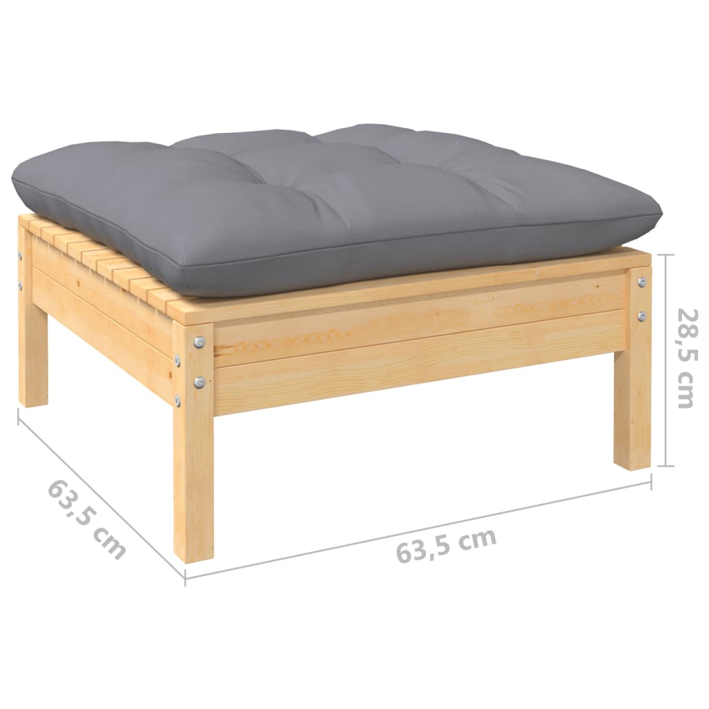 vidaXL 9-tlg. Garten-Lounge-Set mit Grauen Kissen Kiefer Massivholz