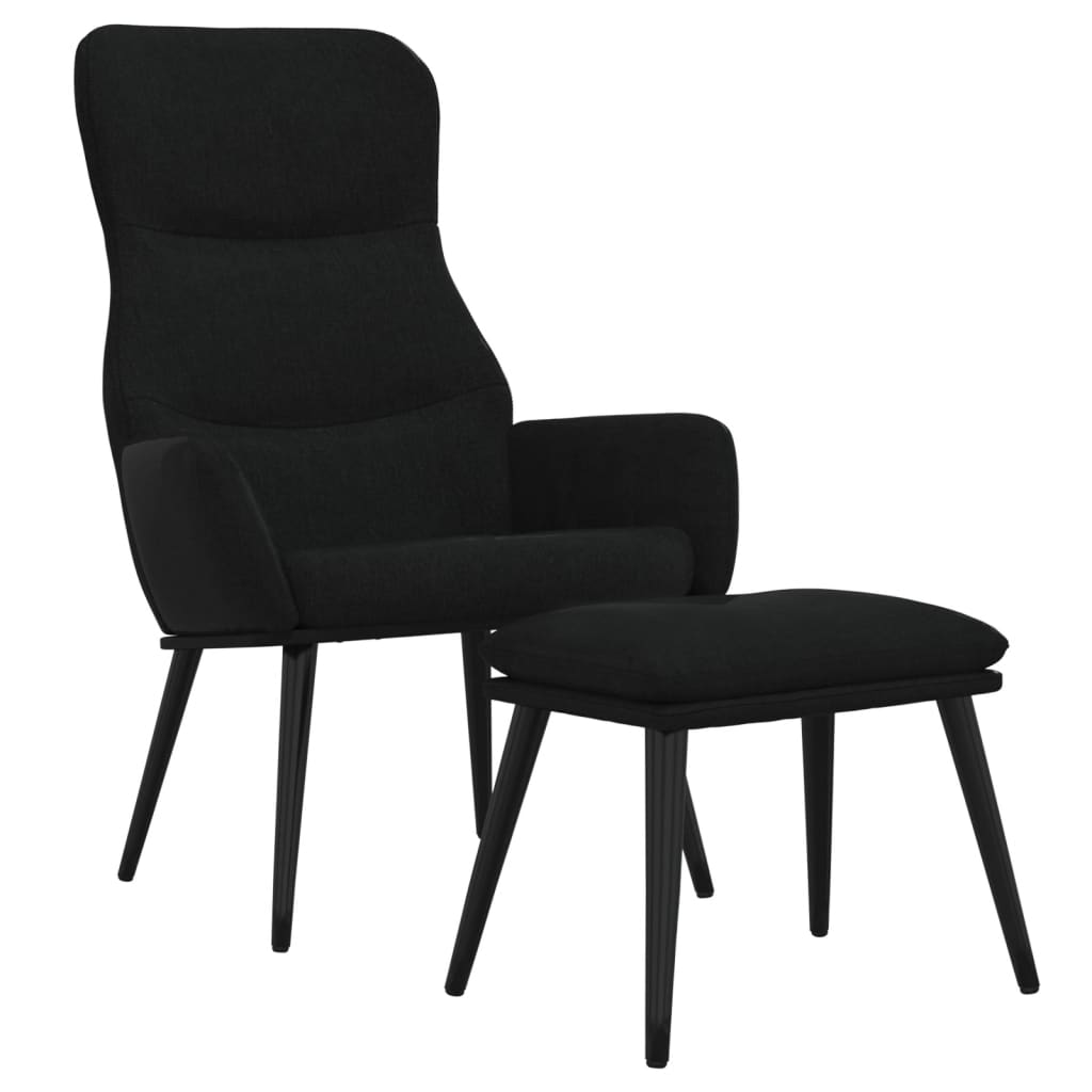 vidaXL Relaxsessel mit Hocker Schwarz Stoff