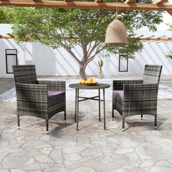vidaXL 3-tlg. Garten-Essgruppe Poly Rattan Schwarz