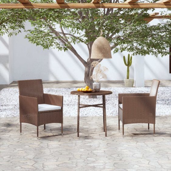 vidaXL 3-tlg. Garten-Essgruppe Poly Rattan Schwarz