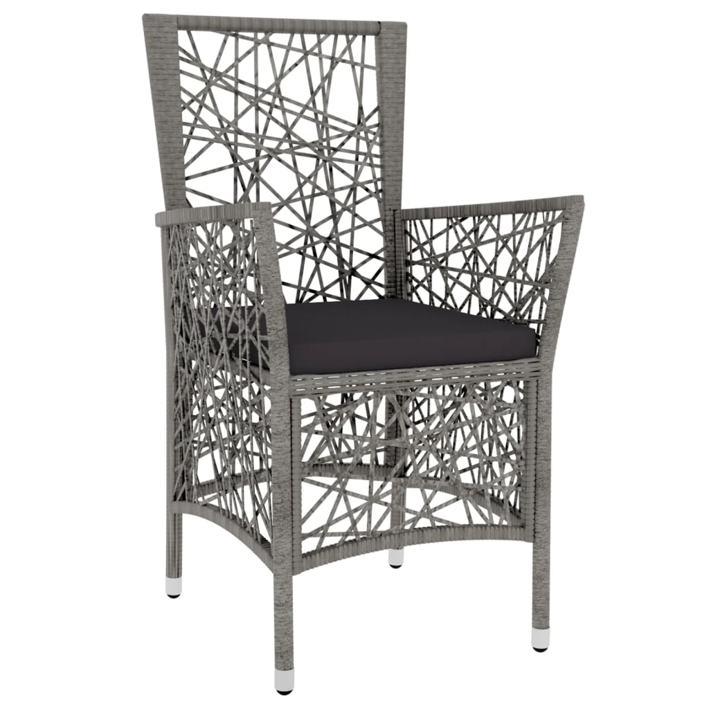 vidaXL 3-tlg. Garten-Essgruppe Poly Rattan Grau