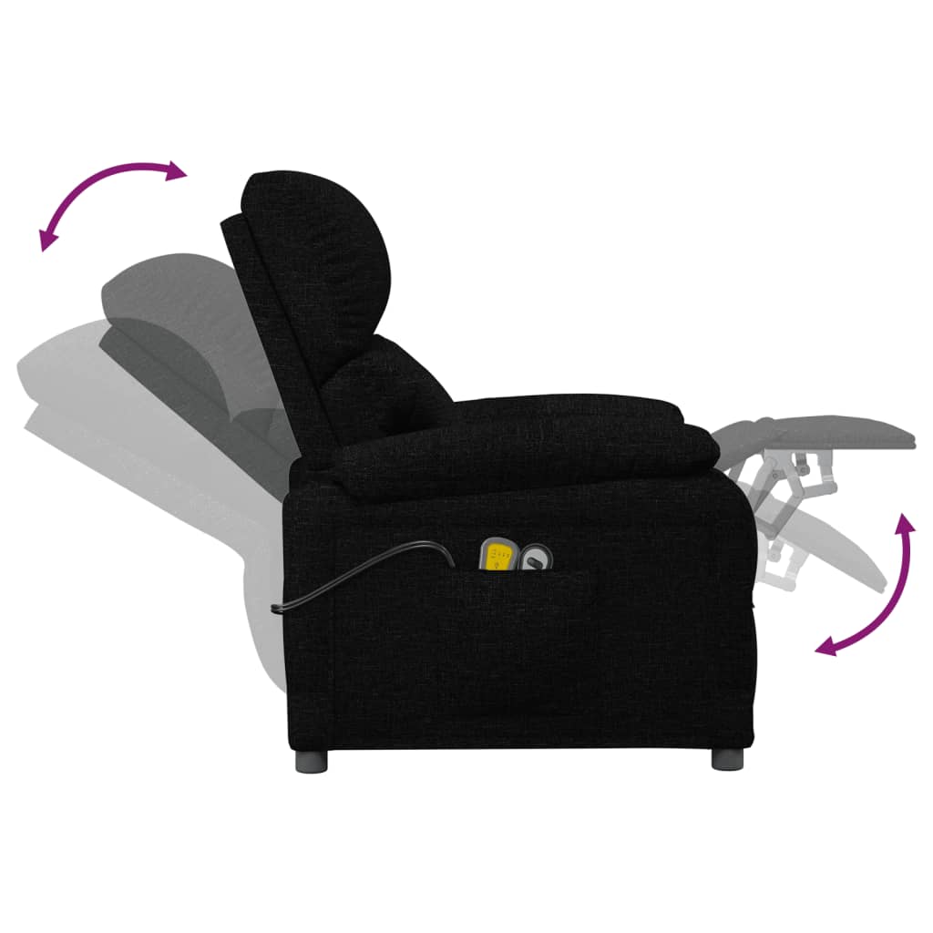 vidaXL Massagesessel Elektrisch Schwarz Stoff