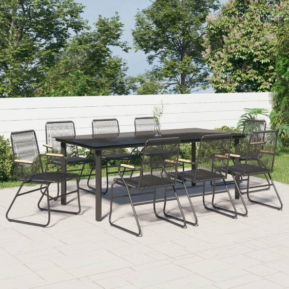 vidaXL 3-tlg. Garten-Essgruppe Schwarz PVC Rattan