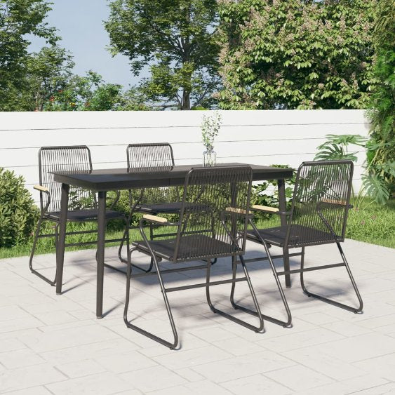 vidaXL 3-tlg. Garten-Essgruppe Schwarz PVC Rattan