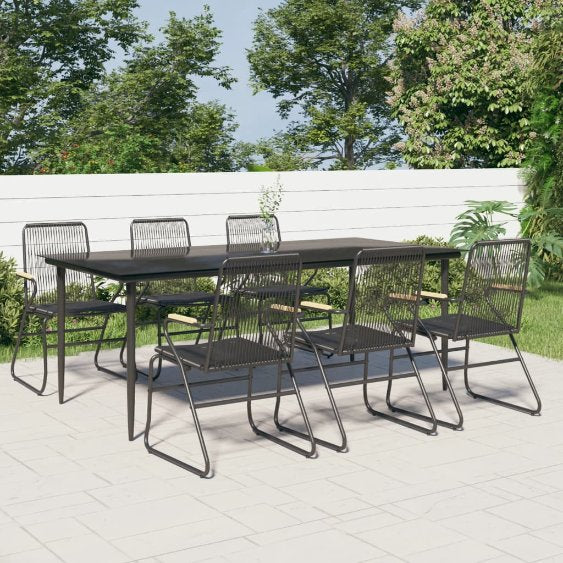 vidaXL 3-tlg. Garten-Essgruppe Schwarz PVC Rattan