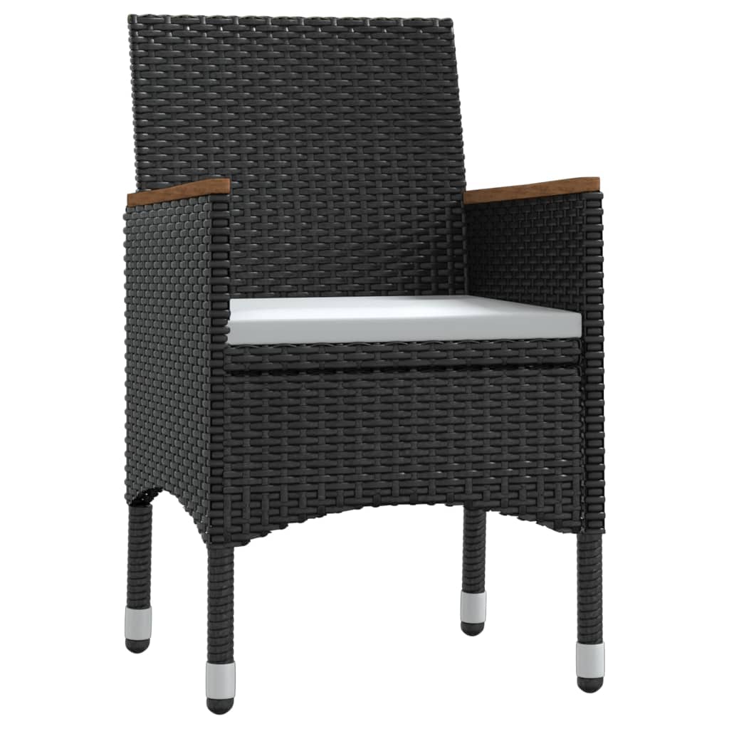 vidaXL 3-tlg. Garten-Essgruppe mit Kissen Schwarz