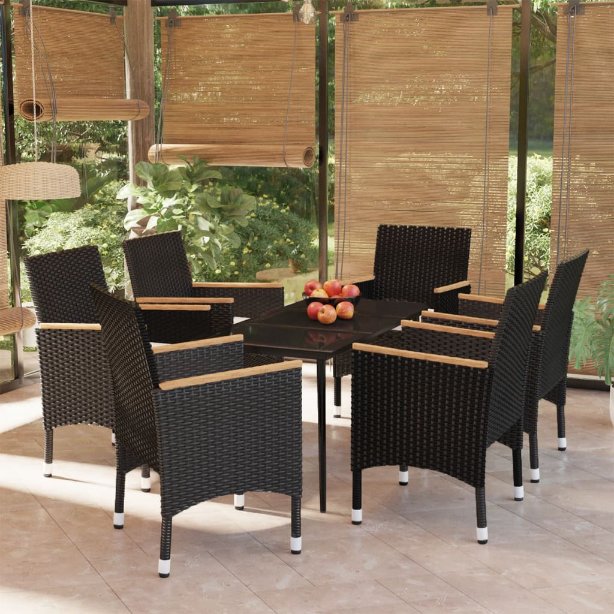 vidaXL 3-tlg. Garten-Essgruppe mit Kissen Schwarz