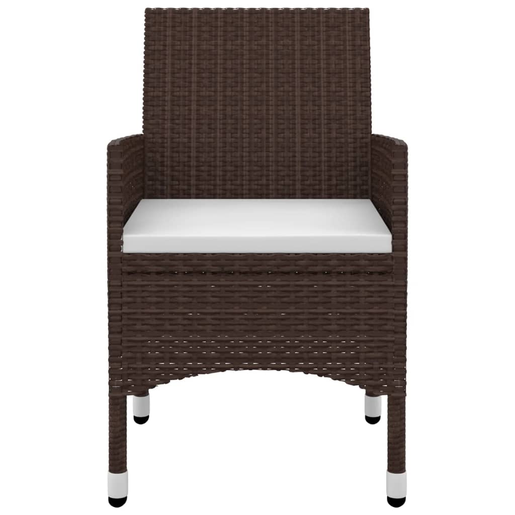 vidaXL 3-tlg. Garten-Essgruppe mit Auflagen Poly Rattan und Glas