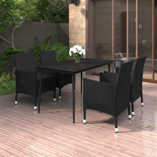 vidaXL 3-tlg. Garten-Essgruppe mit Auflagen Poly Rattan und Glas
