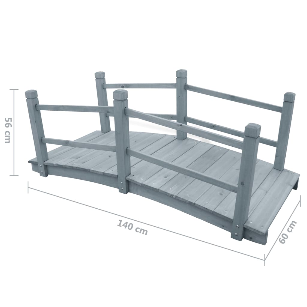 vidaXL Gartenbrücke Grau 140x60x56 cm Massivholz Tanne