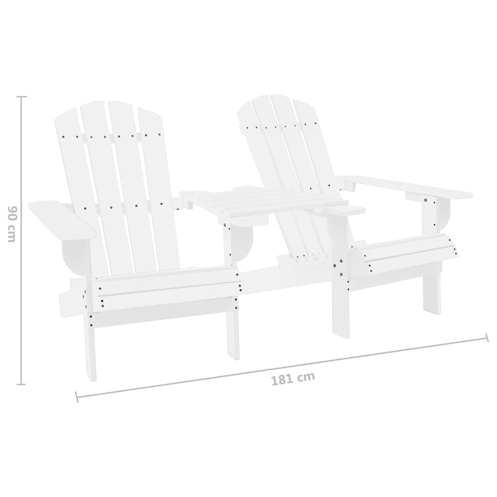 vidaXL Adirondack-Gartenstühle mit Tisch Massivholz Tanne Weiß