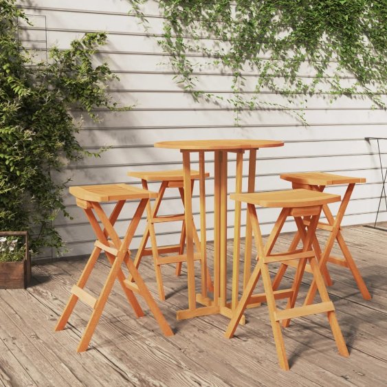 vidaXL 3-tlg. Bar-Set Klappbar Massivholz Teak