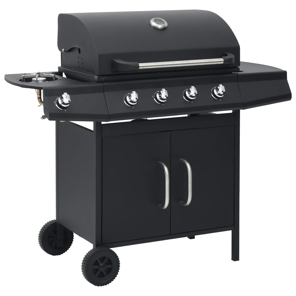 vidaXL Gasgrill 4+1 Flammen Schwarz Stahl