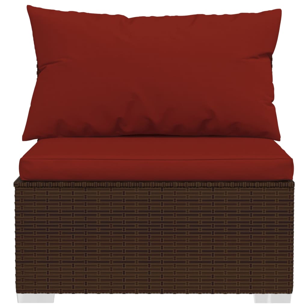 vidaXL 5-tlg. Garten-Lounge-Set mit Kissen Poly Rattan Braun