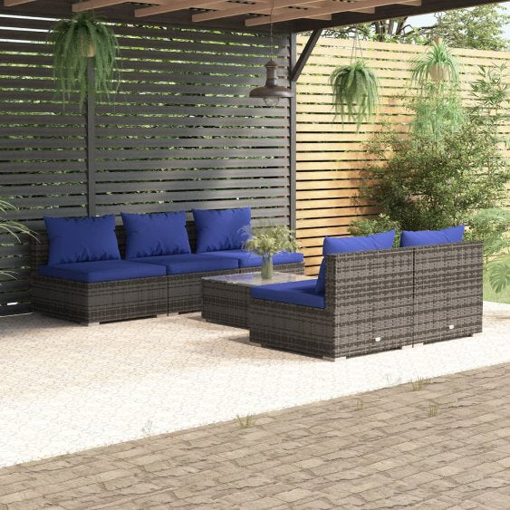 vidaXL 5-tlg. Garten-Lounge-Set mit Kissen Poly Rattan Braun