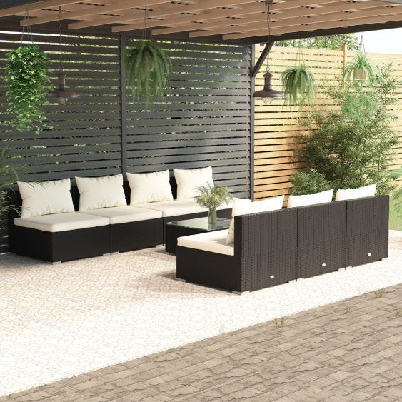 vidaXL 5-tlg. Garten-Lounge-Set mit Kissen Poly Rattan Braun