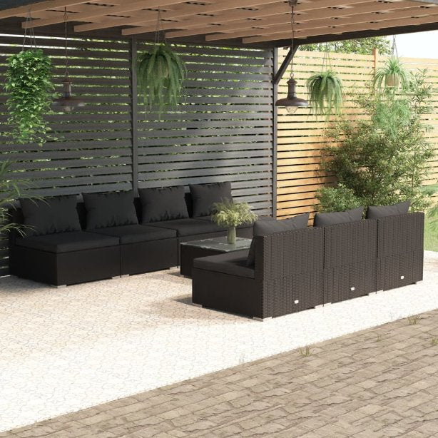 vidaXL 5-tlg. Garten-Lounge-Set mit Kissen Poly Rattan Braun