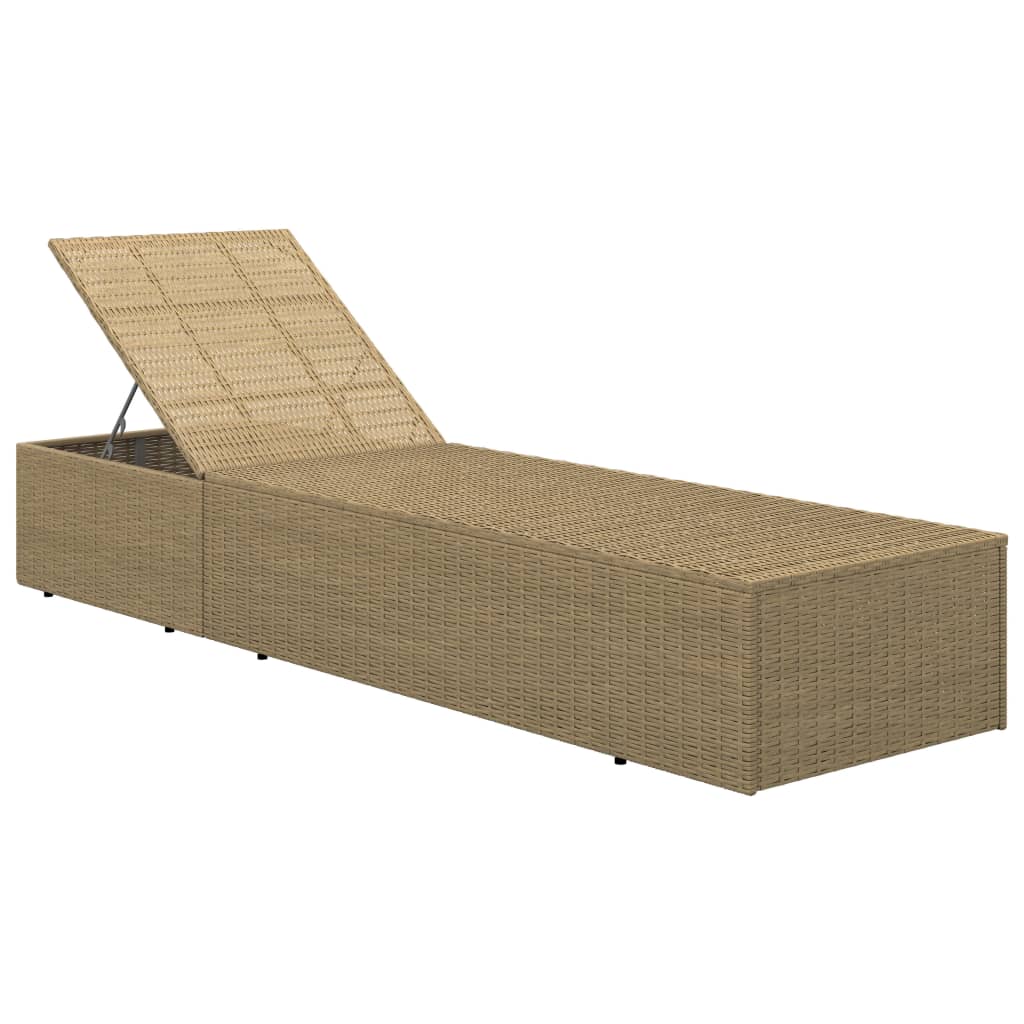 vidaXL Sonnenliege Poly Rattan Braun und Dunkelgrau